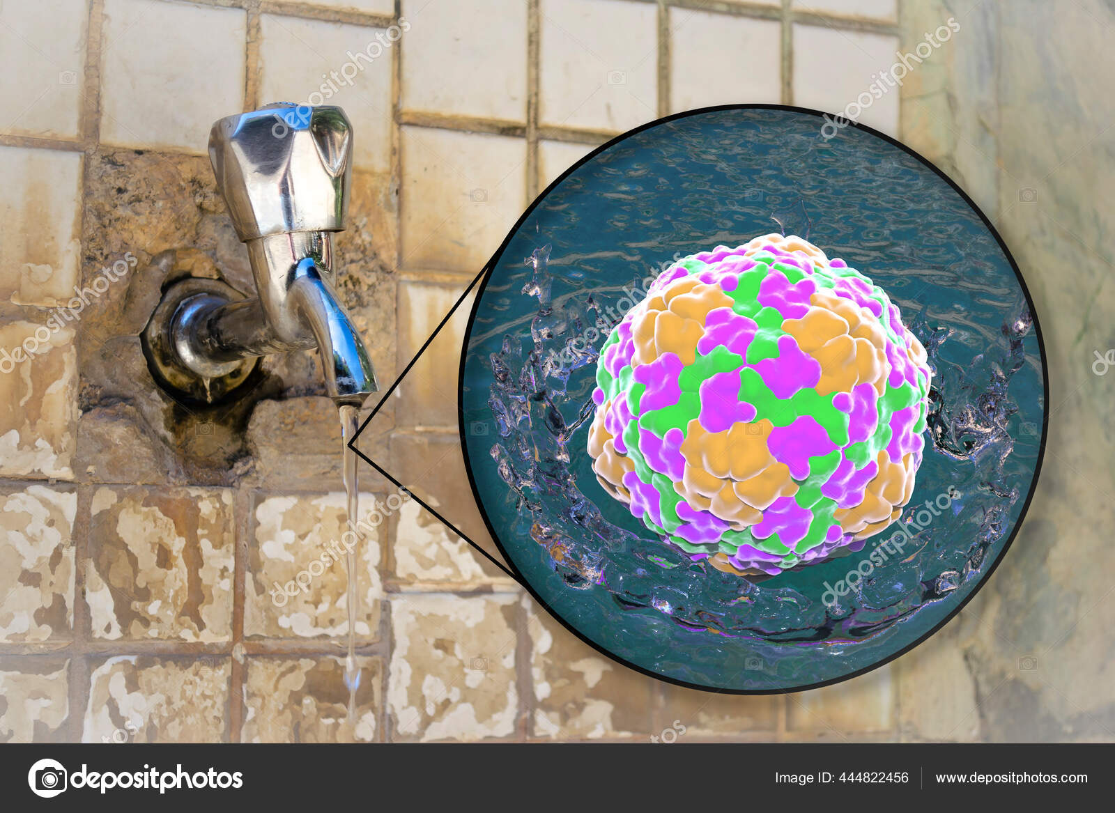 Safety Drinking Water Concept Illustration Showing Hepatitis Viruses