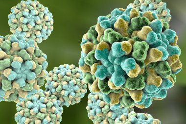 Renkli arkaplanda domates çalı dublör virüsü, 3 boyutlu illüstrasyon