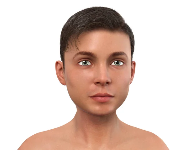 健康な男の子 通常の十代の男の子の顔と首を示す3Dイラスト — ストック写真