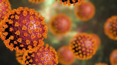 SARS-CoV-2 virüsleri, COVID-19, 3D animasyona neden olan koronavirüs.