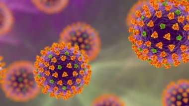 SARS-CoV-2 virüsleri, COVID-19, 3D animasyona neden olan koronavirüs.