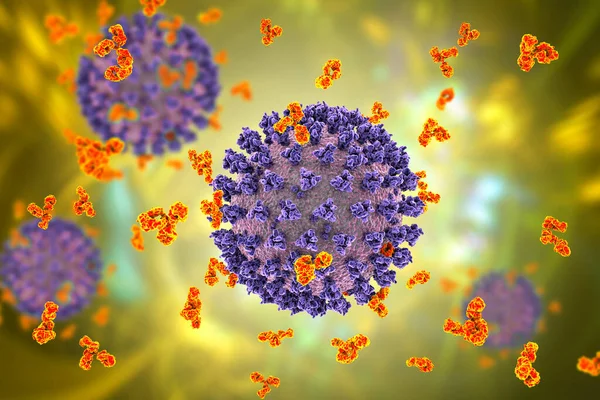 Przeciwciała Atakujące Wirus Sars Cov Wirus Korony Wirusy Covid Konceptualna — Zdjęcie stockowe