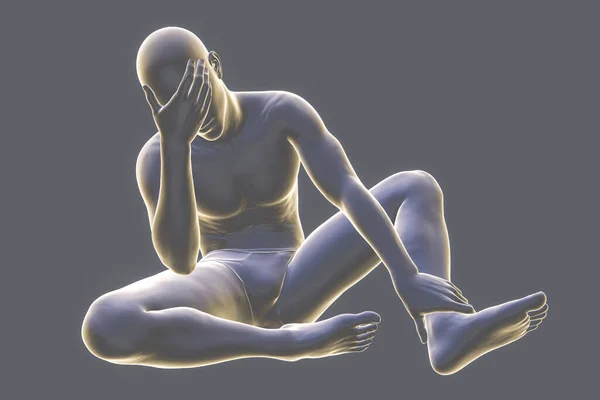 Corpo Masculino Pose Frustrada Infeliz Ilustração Conceitual Conceito Sentimentos Dolorosos — Fotografia de Stock