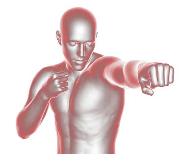 Anatomía Del Deporte Boxeo Ilustración Cuerpo Masculino Humano Posición Boxeo — Foto de Stock