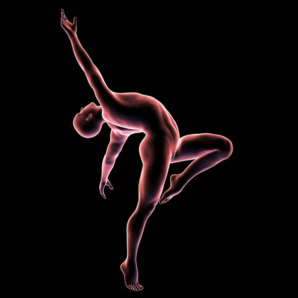 Tánc Balett Anatómiája Egy Férfi Balett Pózban Illusztráció — Stock Fotó