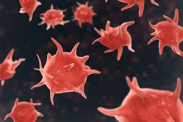 Plaquettes Activées Également Appelées Thrombocytes Cellules Sanguines Responsables Cicatrisation Fermeture — Photo