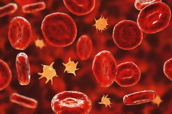 Plaquetas Activadas Frotis Sangre Glóbulos Rojos Ilustración — Foto de Stock