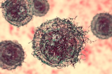 Cancer cells, malignant cells, scientific 3D illustration clipart