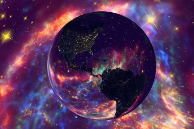Americas gerçeküstü arka plan üzerinde gece uzaydan