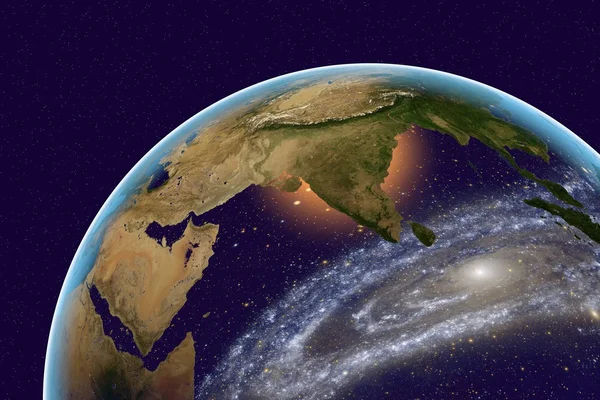 A földet az űrből mutatja, Indiában és az Arab-félsziget — Stock Fotó