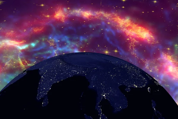 India, és Malajzia az űrből a szürreális hátteret a galaxisok — Stock Fotó