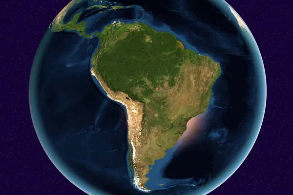 Sydamerika från rymden — Stockfoto