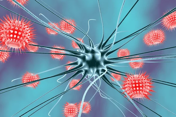 Neuron and viruses, viral encephalitis — Stock Photo, Image