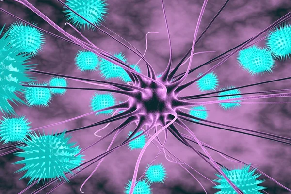 Neuronas y virus, encefalitis viral — Foto de Stock