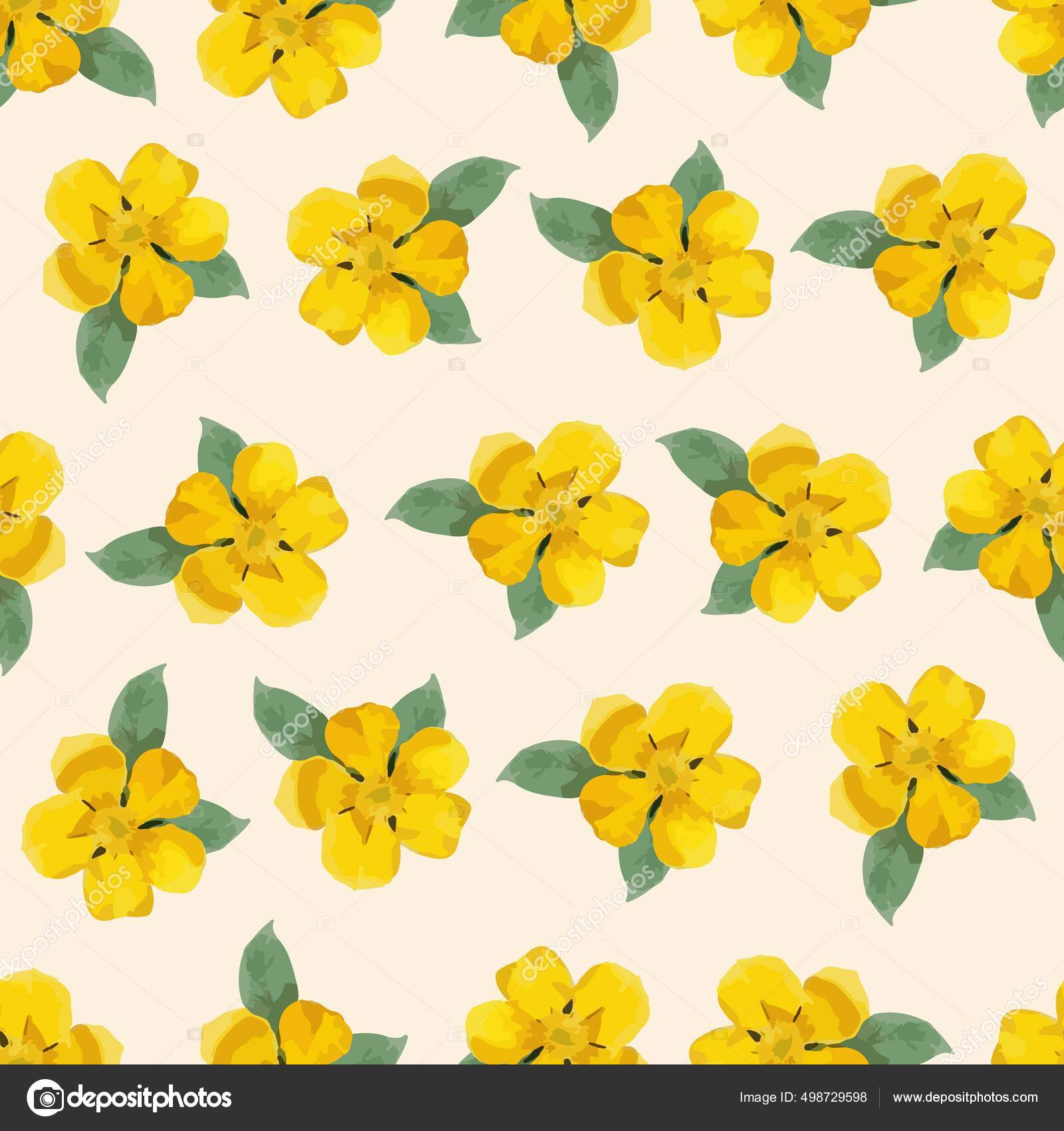 Seamless Pattern Yellow Flowers Repeating Watercolor Floral Pattern Summer  Background Stock Vector by ©ANNAVaulina 498729598, image size:1600x1700