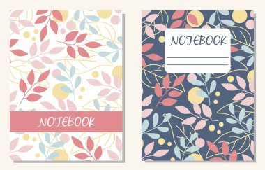 Trendy covers set, pages collection. Abstract and floral design. For notebooks, planners, brochures, books, catalogs etc. Vector illustration. clipart