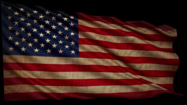 Old American flag is developing slowly in the wind — Stock Video