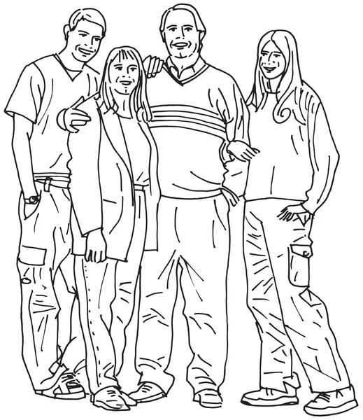 Famiglia felice: mamma, papà, figlia e figlio illustrazione vettoriale — Vettoriale Stock