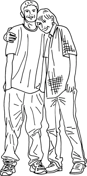 Dos amigos adolescentes vector ilustración — Vector de stock