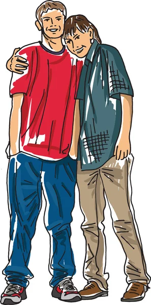 Dos amigos adolescentes vector ilustración — Archivo Imágenes Vectoriales