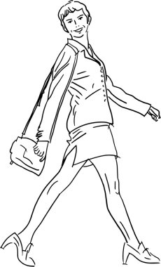 genç kadın bir el çantası vektör çizim ile