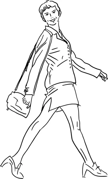 Junge Frau mit einer Handtasche Vektor Illustration — Stockvektor