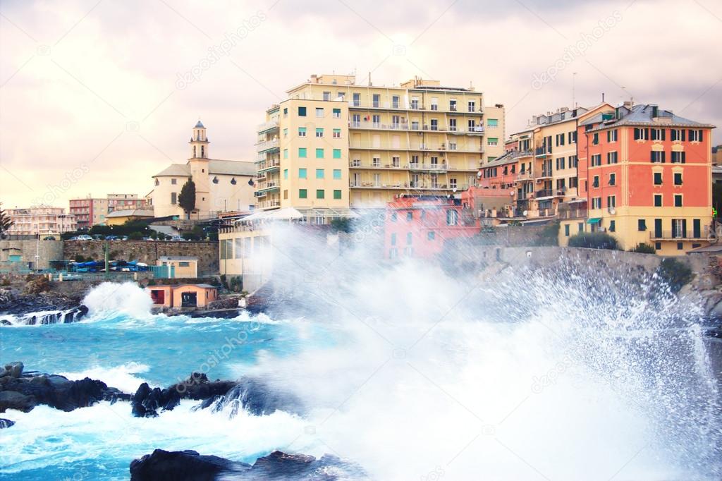 Genova Quinto with rough seas.