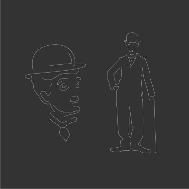 Chaplin. Doğrusal tarzı. Beyaz.