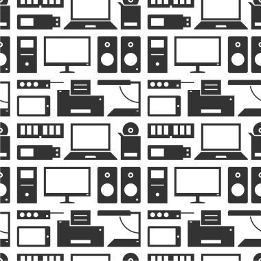 Bilgisayar donanımları. Şablonun. Siyah.