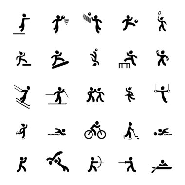Spor Icons set. Siyah.