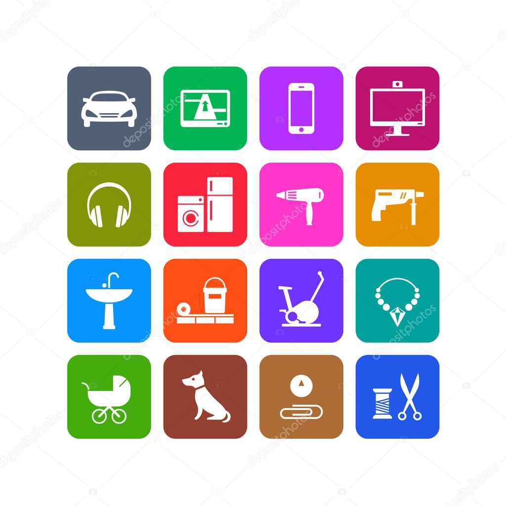 Icons of products categories white and color Vector Image