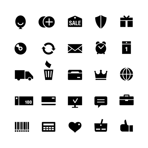 Online shop icons set in black color — Stock Vector