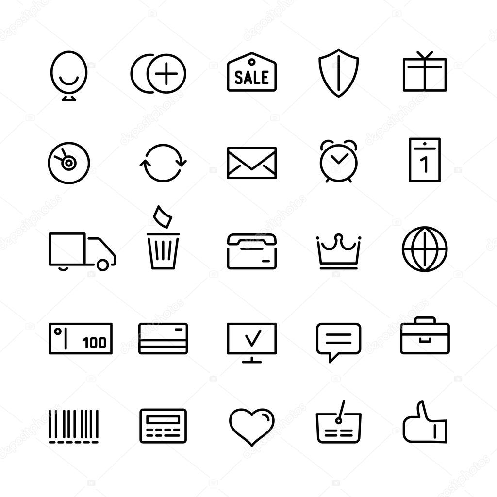 Online shop icons set in linear style