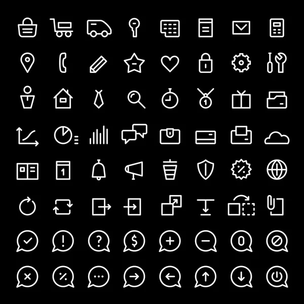 Linear icons set for web services. White color. — Stock Vector