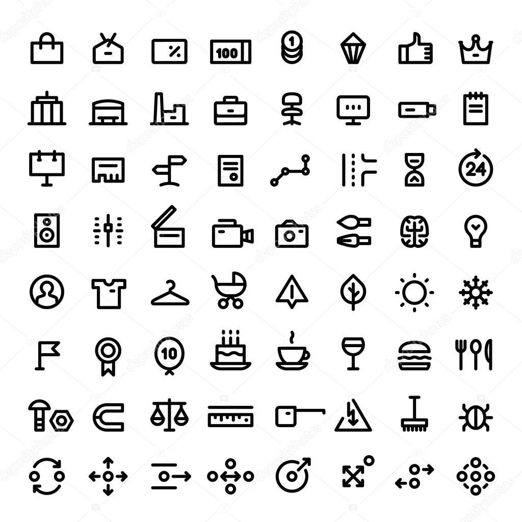 Linear icons set for web services vol.2. Black color.