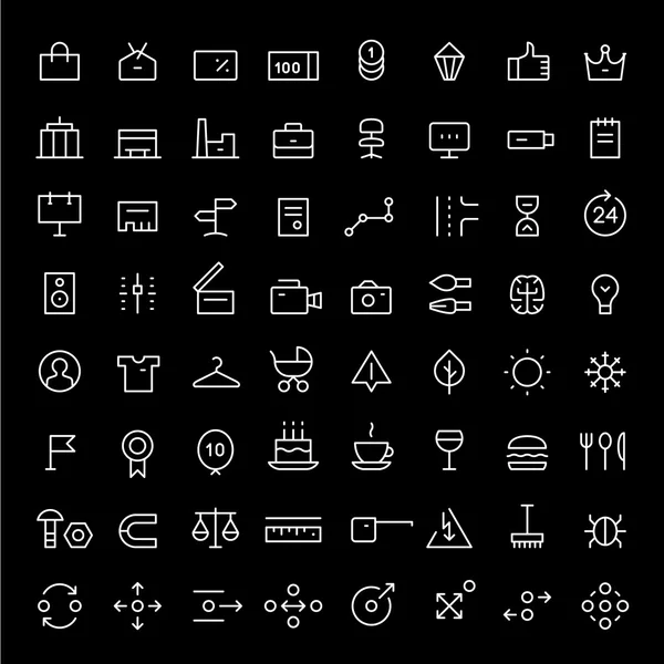 Linear icons set for web services vol.2. Thin lines. White. — Stock Vector