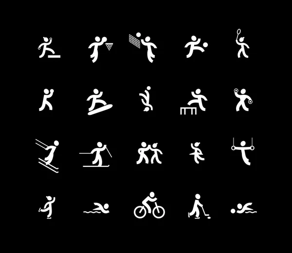 Sports and dancing icons. White color. — Stock Vector