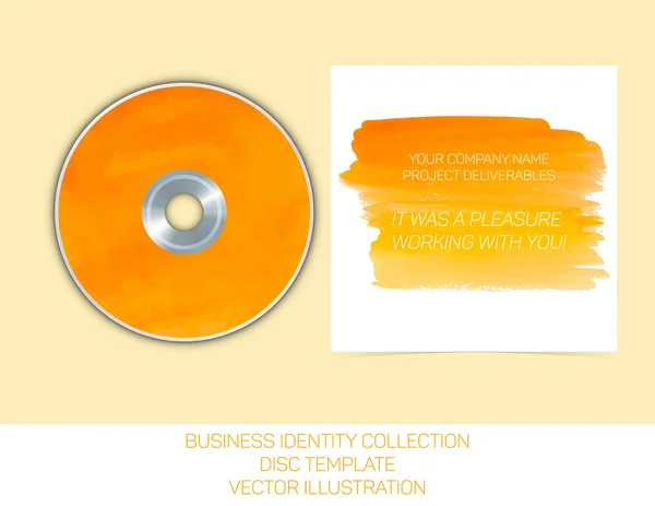 Коллекция бизнес-идентичности. Оранжевая и желтая акварель. Шаблон обложки CD или DVD. Векторное развитие S10 Стоковый вектор