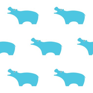 Mavi su aygırı illüstrasyon. Seamless modeli. Basit çocuk tarzı. Vektör çizim Eps10