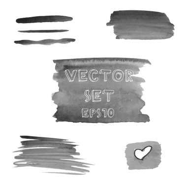 Gri suluboya el şekilleri boyalı Grunge tonları ayarla. Vektör çizim Eps10