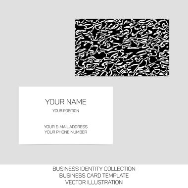 İş kimlik toplama. Siyah ve beyaz kaos. Kartvizit şablonu için ön ve arka taraf. Vektör Eps10.