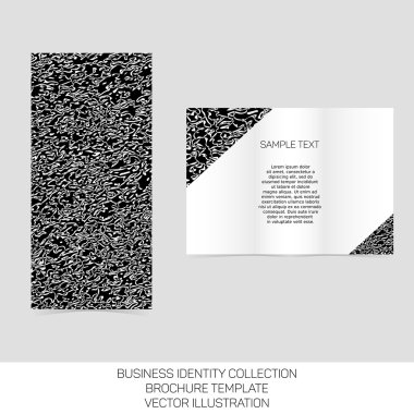 İş kimlik toplama. Siyah ve beyaz kaos. Üç katlı broşür veya el ilanı şablonu. Vektör Eps10.