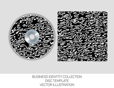 İş kimlik toplama. Siyah ve beyaz kaos. CD veya Dvd kapak şablonu. Vektör Eps10.