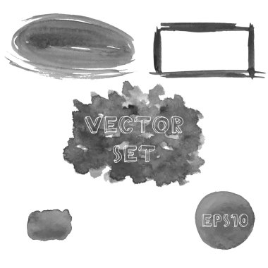 Gri suluboya el şekilleri boyalı Grunge tonları ayarla. Vektör çizim Eps10