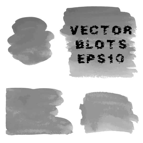 Conjunto de tonos grunge de color gris acuarela pintado a mano manchas. Ilustración vectorial EPS10 — Vector de stock