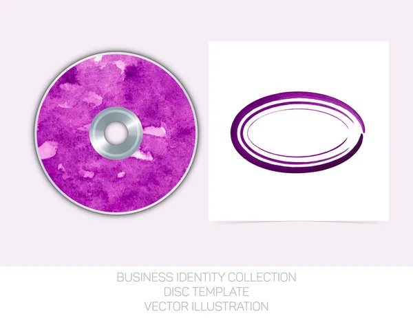 Colección identidad empresarial: acuarela púrpura. Plantilla de cubierta de CD o DVD. Ilustración vectorial EPS10 . — Vector de stock