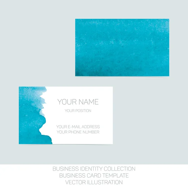 Business Identity Sammlung. türkisfarbenes Tiffany Teal Aquarell. Vorder- und Rückseite für Visitenkarten-Vorlage — Stockvektor