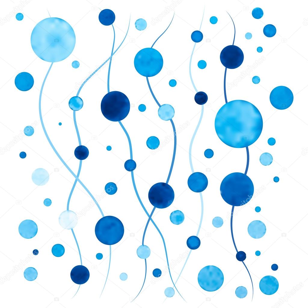 Sea inspired blue water bubbles abstract background. Marine style, watercolor imitation using meshes. Various shades of blue.