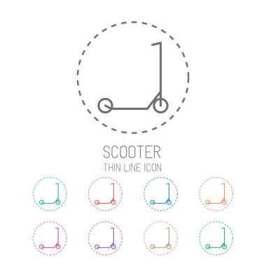 Scooter for children. Clean thin line style sport icon set clipart