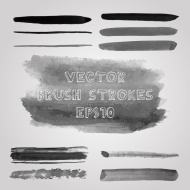 Grunge tonları gri suluboya fırça darbeleri kümesi